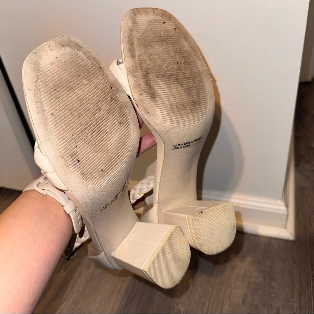 DV by Dolce Vita ivory Hassa braided ankle strap sandals heels 10